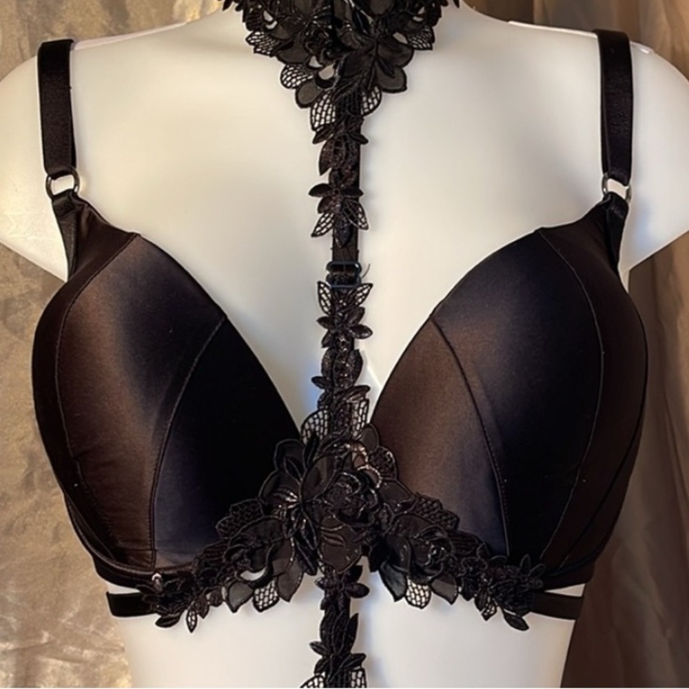 💥 RARE 💥 Honey Birdette Eve Satin Black Bra